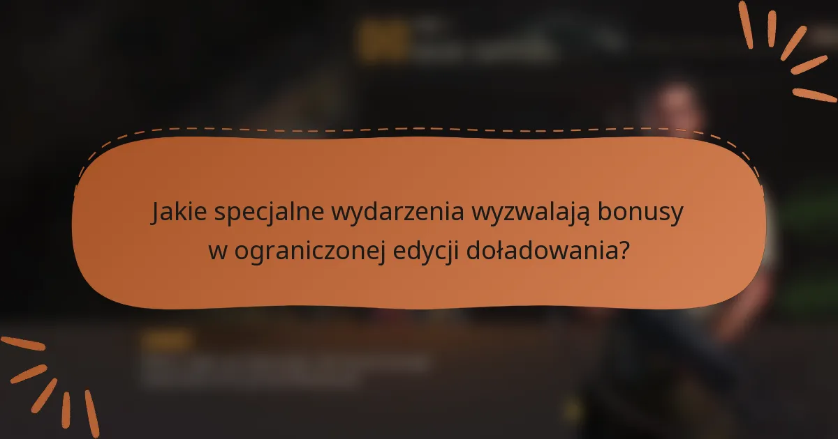 Jakie specjalne wydarzenia wyzwalają bonusy w ograniczonej edycji doładowania?